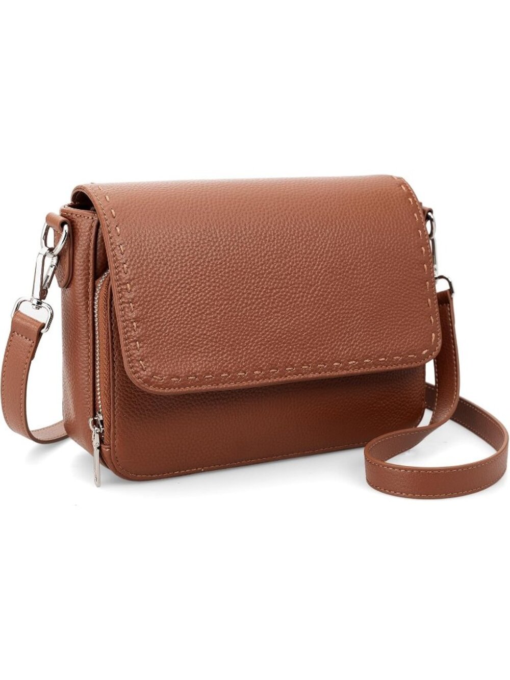 Women's Brown Genuine Leather Medium Purse Wallet Travel Crossbody Bag